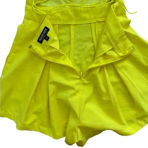 Bright Yellow Fashion Nova Romper with Open Back Tie Detail Size Small - Picture 4 of 10